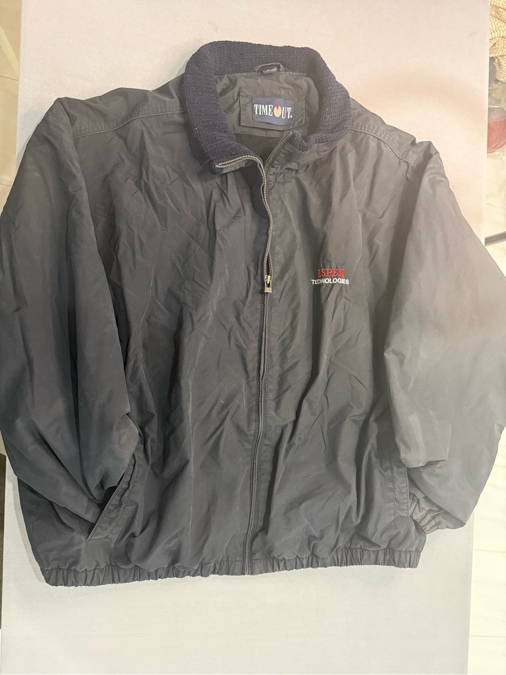 Vintage Time‎ Out Nylon Bomber Jacket Navy Men’s 4XL Big & Tall Lined Logo